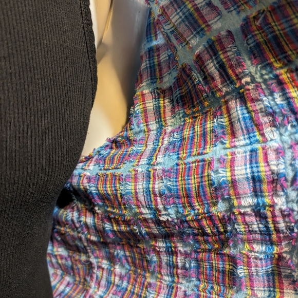 Carbon 2 Cobalt men's cotton reverse plaid beachy button down - Picture 6 of 6